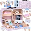 Jokomisiada FLOWER Dollhouse in a lockable suitcase + wooden furniture ZA5930