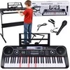 Jokomisiada Keyboard 61 Keys Backlit Stand Microphone Educational Organ IN0187