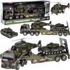 Jokomisiada Military Transport Truck Set – Army Tank, Helicopter & Truck with Friction Power, Lights and Sounds
