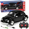 Jokomisiada RC Retro Beetle nuotoliniu būdu valdomas automobilis 1:16 juodas su 27 MHz nuotolinio valdymo pulteliu RC0759