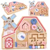 Jokomisiada Wooden Farm Busy Board – Sensory House with Animal Maze ZA6485