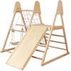 Jokomisiada Wooden Indoor Playground 4-in-1 Slide Climbing Net Ladder Swing SP0874
