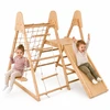 Jokomisiada Wooden Indoor Playground 4-in-1 Slide Climbing Net Ladder Swing SP0874