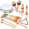 Jokomisiada Wooden musical instruments cymbals, tambourine, triangle - 6 pcs IN0191