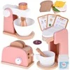Jokomisiada Wooden Set Toaster Coffee Machine Mixer + Accessories – Small Pretend Play Appliances ZA5929