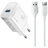 Joyroom JR-TF4 18W sieninis įkroviklis su 3A USB-A - USB-C 1m laidu - baltas