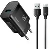 Joyroom JR-TF4 18W wall charger with 3A USB-A - USB-C 1m cable - juodas