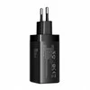 Joyroom JR-TG10 65W GaN 2x USB-C + USB-A wall charger with 100W USB-C - USB-C 1.2m cable - juodas