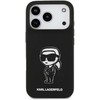 Karl Lagerfeld dėklas, skirtas IPHONE 17 Pro, suderinamas su MagSafe KLHMP17LSKIGROK (silikoninis su KL eskizu ir logotipu), juodas