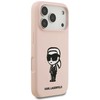 Karl Lagerfeld dėklas, skirtas IPHONE 17 Pro, suderinamas su „MagSafe KLHMP17LSKIGROP“ (silikonas su KL eskizu ir logotipu), rožinis