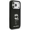 Karl Lagerfeld dėklas, skirtas IPHONE 17 Pro, suderinamas su MagSafe KLHMP17LSKIGROK (silikoninis su KL eskizu ir logotipu), juodas