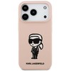 Karl Lagerfeld dėklas, skirtas IPHONE 17 Pro, suderinamas su „MagSafe KLHMP17LSKIGROP“ (silikonas su KL eskizu ir logotipu), rožinis