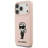 Karl Lagerfeld dėklas, skirtas IPHONE 17 Pro, suderinamas su „MagSafe KLHMP17LSKIGROP“ (silikonas su KL eskizu ir logotipu), rožinis