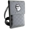 Karl Lagerfeld Saffiano Monogram Choupette - Krepšys telefonui per petį (sidabrinas)