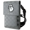Karl Lagerfeld Saffiano Monogram Choupette - Krepšys telefonui per petį (sidabrinas)