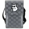 Karl Lagerfeld Saffiano Monogram Choupette - Krepšys telefonui per petį (sidabrinas)