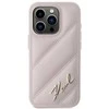 Karl Lagerfeld KLHCP15LPQDSMGP Apple iPhone 15 Pro 6.1″ rožinės spalvos kietas dėklas Diagonal Quilted Script