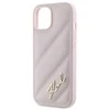Karl Lagerfeld KLHCP15MPQDSMGP Apple iPhone 15 Plus / 14 Plus 6.7″ rožinės spalvos kietas dėklas Diagonal Quilted Sc