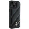 Karl Lagerfeld KLHCP15SPQDSMGK Apple iPhone 15/ 14 / 13 6.1″ juodos spalvos kietas dėklas Diagonal Quilted Script