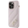 Karl Lagerfeld KLHCP14LPQDSMGP Apple iPhone 14 Pro 6.1″ rožinės spalvos kietas dėklas Diagonal Quilted Script