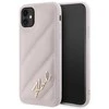 Karl Lagerfeld KLHCN61PQDSMGP Apple iPhone 11 / Xr 6.1″ rožinės spalvos kietas dėklas Diagonal Quilted Script