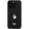 Karl Lagerfeld KLHCP13XGSACHPK Apple iPhone 13 Pro Max 6.7″ juodos spalvos kietas dėklas Gripstand Saffiano Choupe