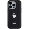 Apple iPhone 14 Pro Max Karl Lagerfeld dėklas Gripstand Saffiano Choupette Pins (KLHCP14XGSACHPK) juodos spalvos
