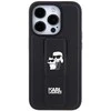 Karl Lagerfeld KLHCP14LGSAKCPK Apple iPhone 14 Pro 6.1″ juodos spalvos kietas dėklas Gripstand Saffiano Karl&Choup