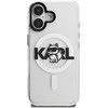 Dėklas Original Pouch Karl Lagerfeld IML Choupette Sketch Logo Magsafe skirtas Apple iPhone 17 skaidrus