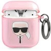 Dėklas Karl Lagerfeld KLA2UKHGP AirPods dangtelis rožinis/rožinis Blizgus Karl`s Head