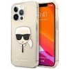 Karl Lagerfeld KLHCP13LKHTUGLGO Apple iPhone 13 Pro / 13 6,1″ auksinis kietas dėklas Glitter Karl`s Head