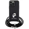 Karl Lagerfeld KLHCP14XSAKCPSK Apple iPhone 14 Pro Max 6.7″ kietas dėklas juodos spalvos Crossbody Saffiano Metal