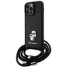 Karl Lagerfeld KLHCP14XSAKCPSK Apple iPhone 14 Pro Max 6.7″ kietas dėklas juodos spalvos Crossbody Saffiano Metal