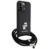 Karl Lagerfeld KLHCP14XSAKCPSK Apple iPhone 14 Pro Max 6.7″ kietas dėklas juodos spalvos Crossbody Saffiano Metal