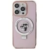 Karl Lagerfeld KLHMP15XHMRSKCP Apple iPhone 15 Pro Max 6.7″ rožinės spalvos kietas dėklas Ring Stand Karl&Choupettte