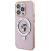 Karl Lagerfeld KLHMP15XHMRSKCP Apple iPhone 15 Pro Max 6.7″ rožinės spalvos kietas dėklas Ring Stand Karl&Choupettte