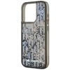 Karl Lagerfeld Liquid Glitter Monogram Gradient dėklas telefonui Apple iPhone 15 Pro juodos spalvos
