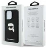 Karl Lagerfeld Liquid silikoninis Karl Head MagSafe Apple iPhone 16 Pro dėklas telefonui juodos spalvos