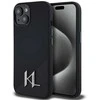 Dėklas Karl Lagerfeld Silicone Shadow Metal Initial MagSafe iPhone 15 juodos spalvos