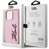 Karl Lagerfeld Wrinkled PU Signature Logo dėklas telefonui Apple iPhone 15 Pro Max rožinės spalvos