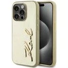 Karl Lagerfeld Wrinkled PU Signature Logo dėklas telefonui Apple iPhone 15 Pro Max aukso spalvos
