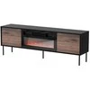 Cama Meble Cama CORTINA TV cabinet 180x40x60 juodas/walnut + juodas fireplace