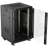 19" 18U 600 × 600 Juodas FLOOR-STANDING RACK CABINET WITH GLASS DOOR, LANBERG (FLAT PACK)