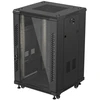 19" 18U 600 × 600 Juodas FLOOR-STANDING RACK CABINET WITH GLASS DOOR, LANBERG (FLAT PACK)
