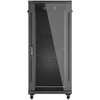 19" 27U 600 × 1000 Juodas FLOOR-STANDING RACK CABINET WITH GLASS DOOR, LANBERG (FLAT PACK)
