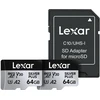 Atminties kortelė Set of 2 Lexar High-Performance Sidabrinis Plus Micro SDXC 2x64GB memory cards + adapter