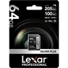 Atminties kortelė Lexar SDXC Professional Sidabrinis Plus UHS-I/U3/A2/4K R205/W100 (V30) 64GB