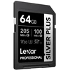 Atminties kortelė Lexar SDXC Professional Sidabrinis Plus UHS-I/U3/A2/4K R205/W100 (V30) 64GB