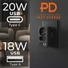 „Maclean“ srovės lizdas x2 + 4xUSB, skirstytuvas su 2 lizdais, 2xUSB A, 2xUSB C PD 20W, 1x16A + 1x6A, MCE249 F/B