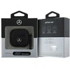 Mercedes MEA4CSLBK AirPods 4 dėklas, juodas, odinis su metaliniu logotipu